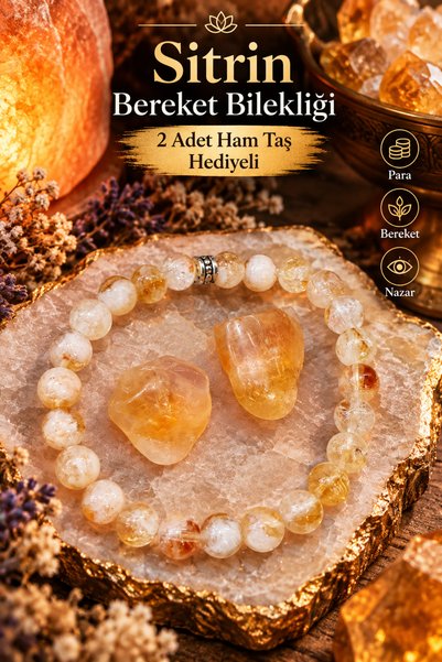 beautifulnaturelstones Sitrin ( Para Ve Bereket) Doğal Taş Bileklik Unisex ( ...