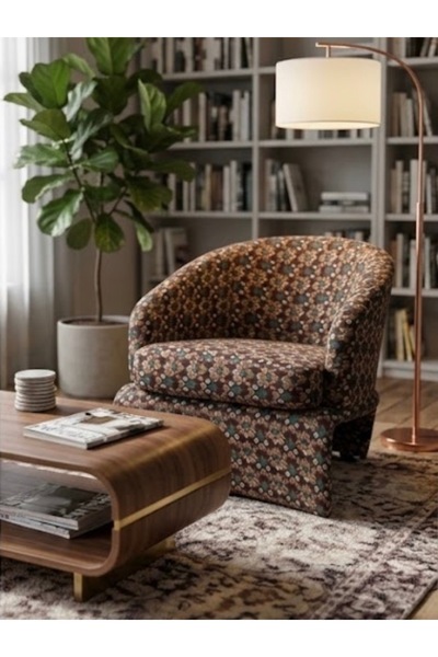 IN HOME STORE كرسي بيرجير مودرن بنقوش هندسية ملونة