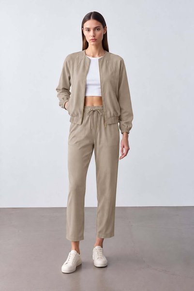Maldia Shop Set de pantaloni de damă cu fermoar, de jos în sus, din nurcă