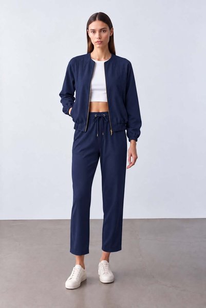 Maldia Shop Set de pantaloni de damă cu fermoar, de jos în sus, bleumarin