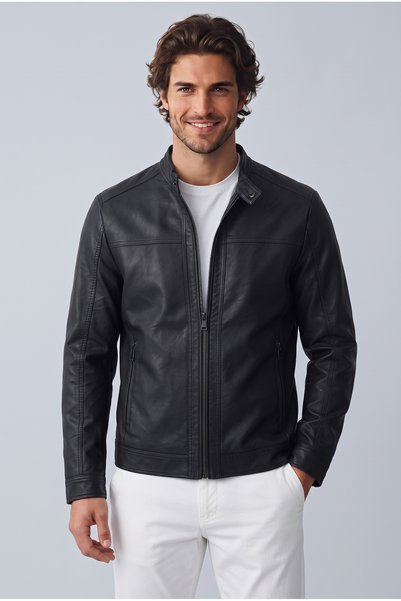 Jack & Jones Jjewarner Jacket Noos Siyah Erkek Deri Ceket 12182461