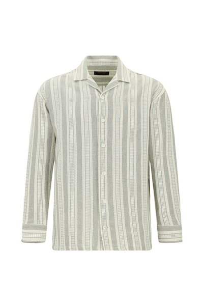 Abdullah Kiğılı Long Sleeve Oversize Striped Sports Cotton Easy-Iron Shirt