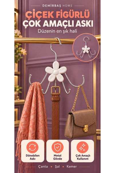 Demirbaş Home Umeraș multifuncțional cu figurine florale Umeraș metalic rotat...