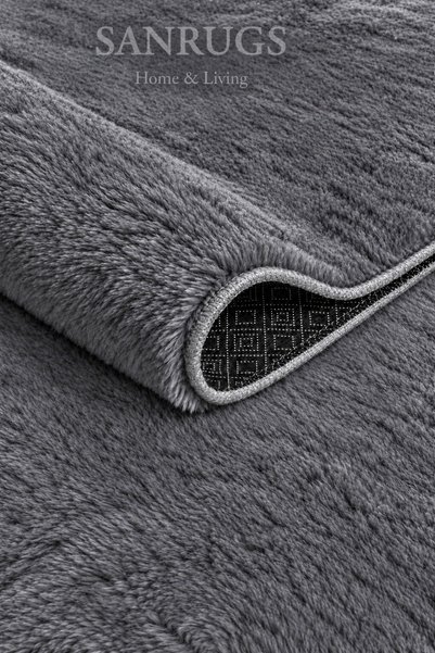 SANRUGS Home & Living Peluş Kaymaz Taban Makinede Yıkanılır Pofuduk Halı Antr...