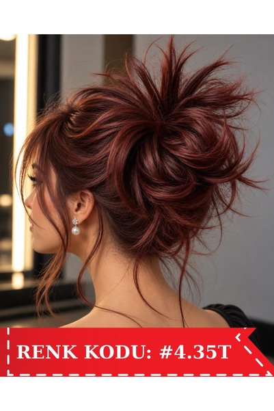 SÇ PERUK Red Tinted Hair Accessory, Hair Accessory, with Ribbon, Thin, 100% P...
