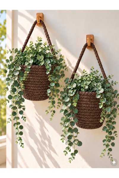 ÖRGÜM Basket Mini Decorative Flower Pot 2-Piece Organizer 12X10 cm (Plants an...