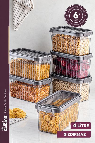 Stile Cucina 6 Liter Mega Size - Lockable Flour Pulses Container, 4 Liter Ant...