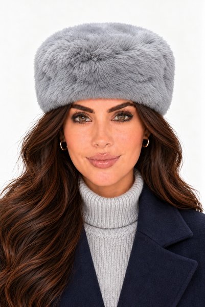 Axesoire 14626 Rus Tarzı Gri Peluş Kalpak Şapka