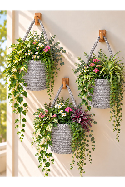 ÖRGÜM Coș decorativ multifuncțional mini set de 3 coșuri PLANTELE ȘI UMERIULI...