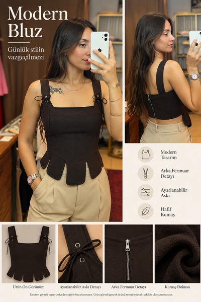 Başak Bulut Butik Askı Detaylı Corse Bluz