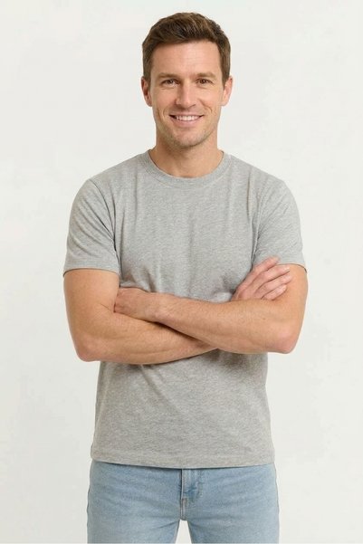 İpek Tekstil Men's Basic Crew Neck T-Shirt Combed Cotton Fabric