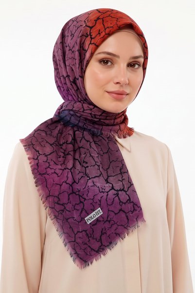 hadiora وشاح منقوش بنمط متموج 6517