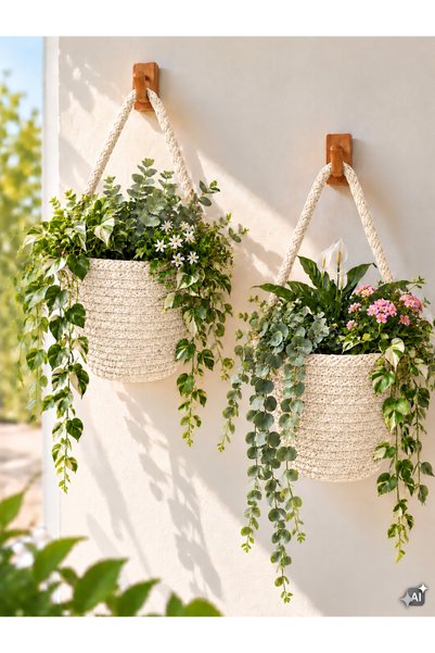 ÖRGÜM Coș decorativ 2 buc. Mini coș cu flori 12X10 cm PLANTELE ȘI APARATELE D...