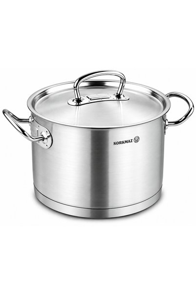 KORKMAZ Extra Deep Pot 28x24 Cm - Cover for Steam and Heat Discharge, Inducti...