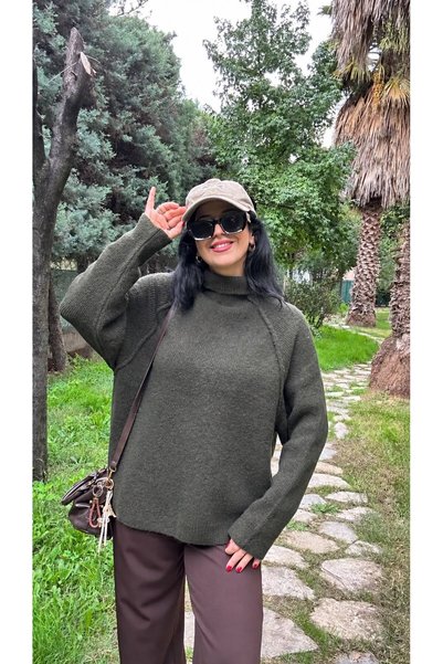 modadagiyim سترة نسائية من الصوف السميك الناعم والأنيق ذات ياقة عالية