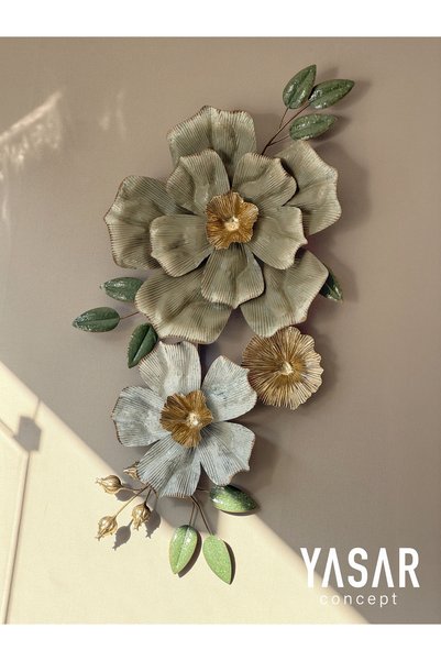 YASAR CONCEPT Viridelle Metal Duvar Panosu Yeşil Vizon Gold 47x88 Cm