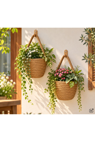 ÖRGÜM Decorative Mini Flower Basket Multi-Purpose Basket 12X10 cm (Plants and...