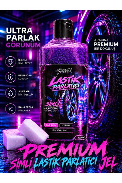 GxGlossix kimya Gx Premium Simli Lastik Parlatıcı Özel Seri Jel