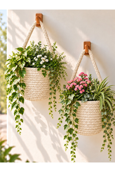 ÖRGÜM Coș decorativ Mini ghiveci pentru flori Coș multifuncțional 12x10 cm (P...