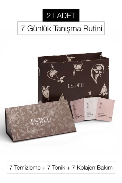 ES`DEU ,Pure Touch 7 Günlük Tanışma Kutusu 3 Adımlı Cilt Bakım Seti- 21 MENDİL