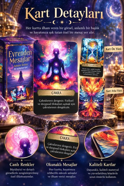 İkilem Yayınevi Evrenden Mesajlar Tarot Kehanet Destesi / 90 Açıklamalı Kart