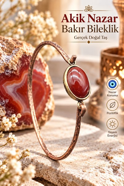 NBS Beautiful Naturel Stones Copper (Pure Real) Agate Stone Trend Elegant Bra...