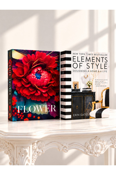 EMELİA HOME ELEMENTS & FLOWER 2'Lİ DEKORATİF KİTAP KUTU SETİ