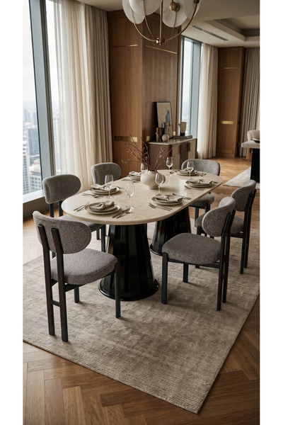 metallion Toscana Serisi 6 Kişilik Yemek Masası Takımı 90x160 cm 1. Sınıf MDF...