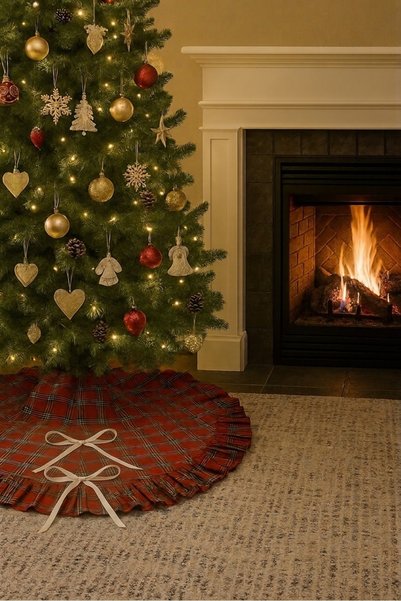 hobizer tekstil Christmas Pine Tree Cover, Christmas Tree Cover with Ruffles ...