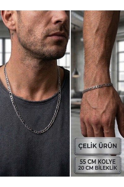 NAS fashion Men's Tarnish-Resistant Stainless Steel Figaro Model Chain Neckla...