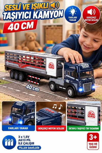 TOYFEST Maxx Wheels Sesli ve Işıklı Taşıyıcı Kamyon 40 cm