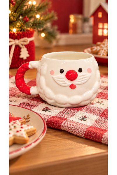 Kotium Ceramics NOEL BABA Kupa Yılbaşı Özel Kabartmalı Özel Dokulu Özel Tasar...