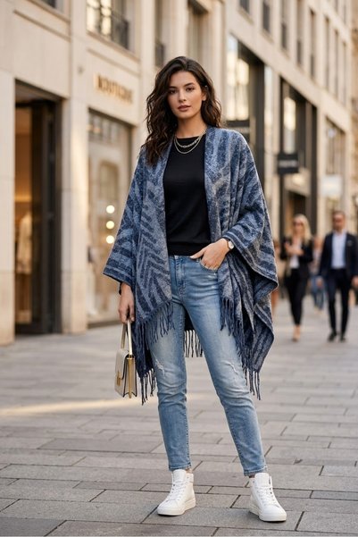 ALDAIYR Women's winter double-sided poncho shoulder 140x140
