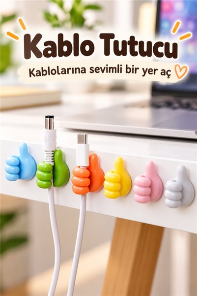 mucit home 5 Adet Başparmak Kablo Tutucu Yapışkanlı Diş Fırçası Anahtarlık Bitki Dal Tutucu Askı