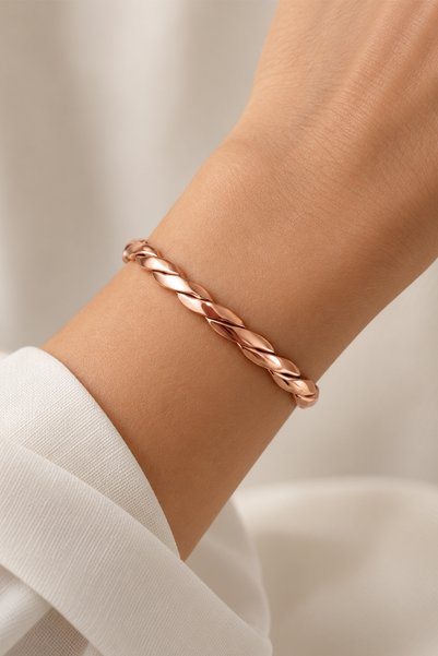 Miray hediyelik Unisex Handmade Knitted Copper Bracelet