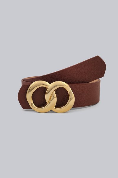 Milleniva Infinity Gold Buckle Brown Women's Belt 3.5 cm