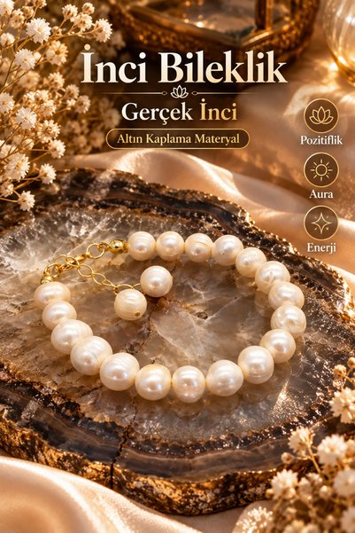 NBS Beautiful Naturel Stones İnci Gerçek Bileklik 8 mm ( Düğün ,Nişan için Ta...