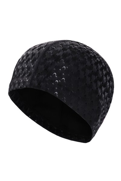 Choice Black Adults Men Women Swimming Cap Waterproof PU Fabric Shark Skin Pr...