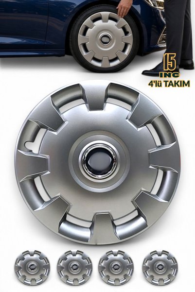 YONGA OTO AKSESUAR OPEL CORSA 15 İnç Jant Kapağı 4'lü Set Gümüş + 4 Amblem + 8 Cırt Kelepçe