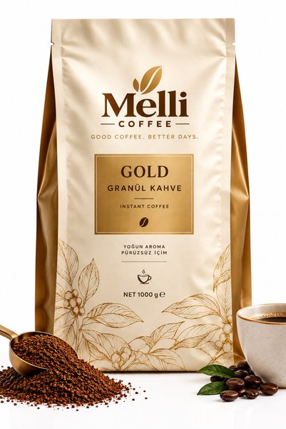 MELLI COFFEE قهوة جولد جرانول، 1 كجم – قهوة سريعة الذوبان.