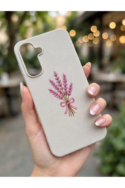 Samsung Galaxy A16 Uyumlu Lansman Krem Pudra Lavanta Desenli Telefon Kılıfı – Şık ve Zarif Tasarım
