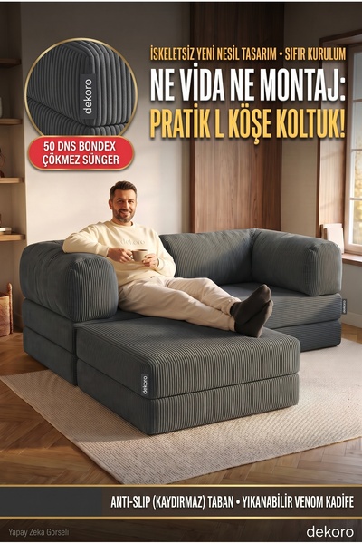 Dekoro Axis 160x240 Modüler Takım 50 DNS Bondex Fitilli Kadife Yataklı Koltuk...