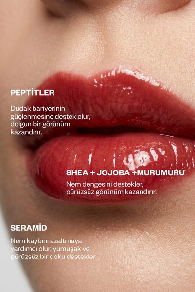Kremi Dudak Bakım Parlatıcı Lip Balm Kırmızı, Çilek, Nemlendirici, Peptit, Seramid, E Vitamini 13ml