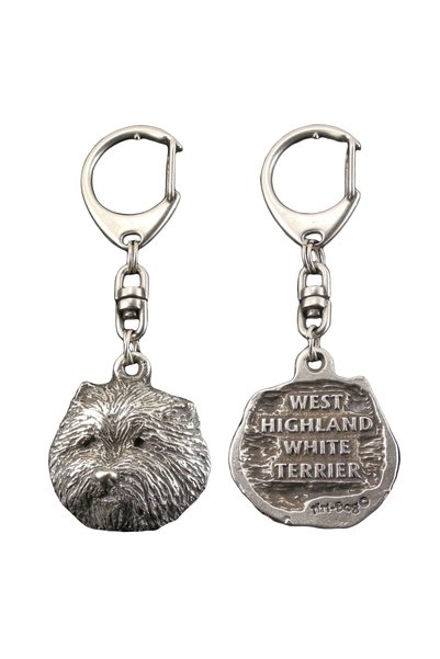 Art - Dog West Highland White Terrier - Breloc placat cu argint cu câine, pan...