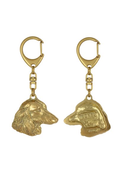 Art - Dog Teckel - Breloc aurit cu câine în cutie cadou, accesoriu de lux de ...