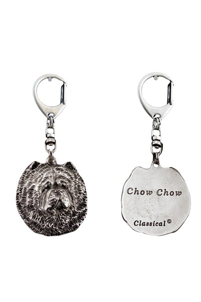 Art - Dog Chow Chow - Breloc placat cu argint cu câine, decorațiune pentru ge...