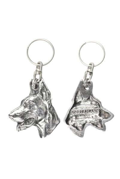 Art - Dog Dobermann - Pandantiv câine placat cu argint, decorațiune pentru ge...