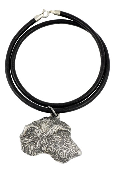 Art - Dog Irish Wolfhound - Colier cu câine, pandantiv placat cu argint pentr...