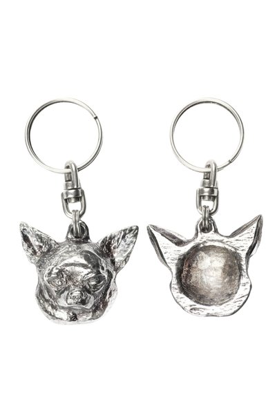 Art - Dog Pandantiv Chihuahua scurt, placat cu argint, cu un câine într-o cut...