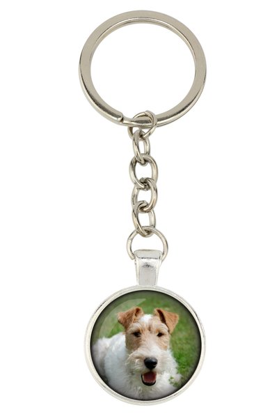 Art - Dog Fox Terrier Wire - breloc cu fotografia ta, decorațiune pentru chei...